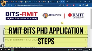 BITS Pilani  RMIT Australia Joint PhD Program Application Steps [upl. by Behka]