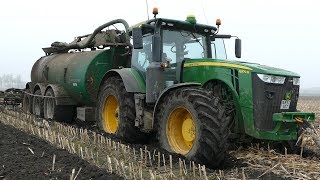 John Deere 8370R Gets Totally Stuck in The Field w Samson PG25 Manure Barrel on The Back  DK Agri [upl. by Assirim983]