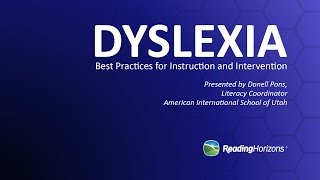 Dyslexia  Best Practices for Instruction and Intervention [upl. by Anairdna]