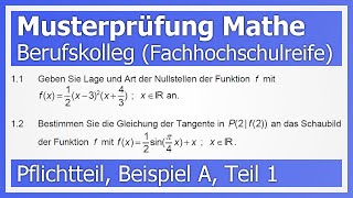 Mathe Fach Abi Musterprüfung BW Pflichtteil Beispiel A Teil 1  How to Mathe [upl. by Yalc447]