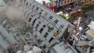 Buildings Collapse After Earthquake Rocks Taiwan [upl. by Hecht]