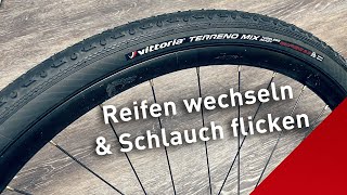 Fahrradreifen wechseln amp Schlauch flicken Hinterrad reparieren [upl. by Landahl273]