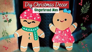 DIY Gingerbread Men using Dollar Tree Items amp Air Dry Clay  Christmas Decor [upl. by Samuela]