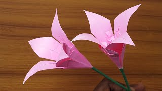 Paper Lily Flower Making Easy  Origami Lily  Origami Flower [upl. by Oiralednac]