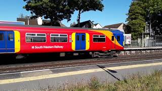 Trains at West Byfleet SWML 140919 [upl. by Bloem]