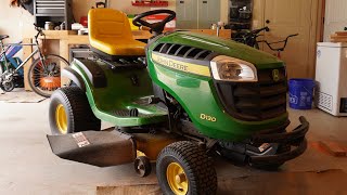 Replace mower blades on John Deere D130 Lawn Tractor [upl. by Fee]