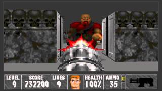 Wolfenstein 3D WolfenDooM  Mission 1 Final Level 9 Boss Chaingunners [upl. by Phaih]