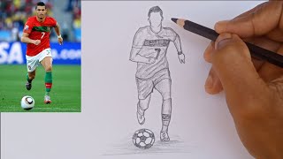 Cristiano Ronaldo FullBody Drawing  Running with the Ball [upl. by Sola806]