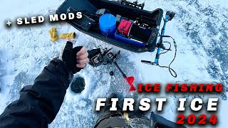 FIRST ICE Ice Fishing Northern MN in Modded Jet Sled [upl. by Rollet]