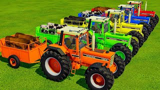 TRANSPORTING BULLS COLORED URSUS amp VALTRA TRACTORS WITH MAN TRUCKS  Farming Simulator 22 [upl. by Bevash]