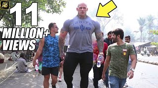 World Biggest Bodybuilder Martyn Ford Walking on Mumbai Streets [upl. by Aidas908]