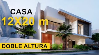 CASA MODERNA 🏠 EN TERRENO DE 12X20m  📏 Doble altura con 4 Recámaras 🛀 [upl. by Linell]