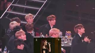 170119 BTS reaction to MAMAMOO  Youre the Best  Decalcomanie in SMA 2017 [upl. by Irrehs]