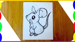 How to draw a rat very easy for beginners rat sketch draw session [upl. by Cirdek]