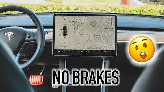 Driving My Tesla Model 3 With No Brake Pedal 😬 [upl. by Tnomal]