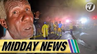 Massive Fire in Downtown Kingston  Protest at Clarendon School tvjmiddaynews [upl. by Anayet]