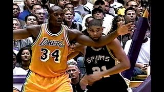 NBA On NBC  Tim Duncan Battles Shaq 1999 WCSF Spurs  Lakers G3 amp G4 [upl. by Ross]