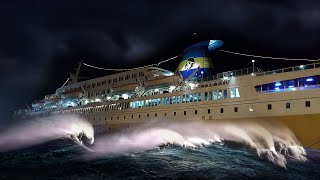 Traghetto nella tempesta mare spaventoso nella rada di Calvi Corsica [upl. by Aseneg]