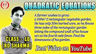 A farmer wishes to grow a 100 m2 rectangular vegetable garden Since he has with the only 30 m [upl. by Loretta]