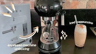 smeg espresso machine unboxing 🤎 easy iced cappuccino recipe ☕️ [upl. by Ordnazil]