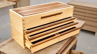 How to Make a Toolbox with Drawers  Woodworking [upl. by Ariik937]