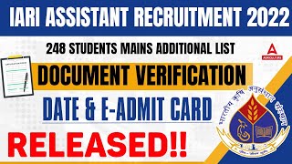 IARI ASSISTANT Recruitment 2024  Document Verification  Exam Date Released [upl. by Tychonn]