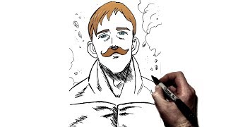 How to Draw Escanor  Step By Step  Seven Deadly Sins [upl. by Ordisi292]