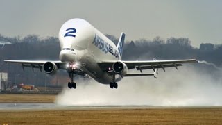 Airbus Beluga A300600ST  Takeoff at Hamburg Finkenwerder [upl. by Dam]