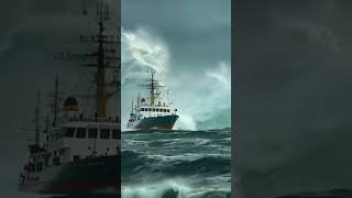 Fishing Boat’s Terrifying Close Call in Rough Seas scaryocean roughseas dangerouswaves [upl. by Sirroned]