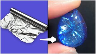 DIY Epoxy Resin Jewelry Ideas using ALUMINIUM FOIL  Resin Craft Hack You Should Try [upl. by Suirred]