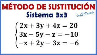 SISTEMA DE ECUACIONES LINEALES 3×3 POR MÉTODO DE ELIMINACIÓN [upl. by Llehsyar]