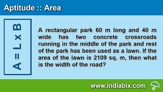 A rectangular park 60 m long and 40 m wide  Area  Aptitude  IndiaBIX [upl. by Havens854]