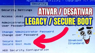 Boot Windows 7 8 10 HABILITARDESABILITAR secure Boot e modo LEGACY E UEFI na BIOS do PC e Note [upl. by Kletter]
