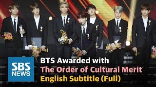 BTS quotAll this glory to ARMYsquot Awarded with the Order of Cultural Merit  English Sub Full  SBS [upl. by Westbrooke]