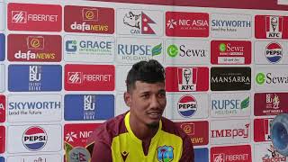 Gudakesh Motie speaks after winning the POTM award  NEP vs WI A [upl. by Stoops830]