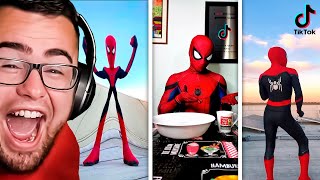 Reacting to REAL LIFE SPIDERMAN TikTok Videos [upl. by Joerg568]