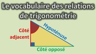 Trigonométrie  vocabulaire dans le triangle rectangle [upl. by Edasalof]