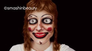 Annabelle Doll Halloween makeup tutorial creepy doll makeup  SMASHINBEAUTY [upl. by Telracs288]