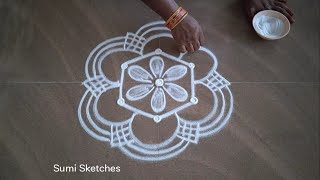 Kutty Kolam  easy design for beginners  SumiSketches [upl. by Madid]