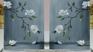 White Flower Acrylic Painting  StepbyStep Acrylic Painting [upl. by Ynnub259]