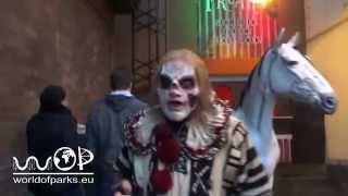 Halloween Horror Fest 2015  Circus of Freaks  Movie Park Germany Halloween Maze On Ride [upl. by Peppie]