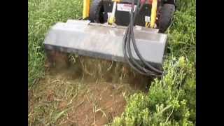 HYSOON HY380 MINI SKID STEER LOADER WITH ROTARY HOE  TILLER [upl. by Dnomad]