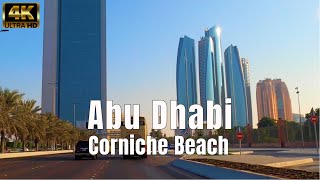 Abu Dhabi Corniche Beach Scenic drive 4K [upl. by Ynohtnanhoj176]