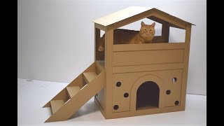 How to make a house for a cat out of cardboard [upl. by Adnac]