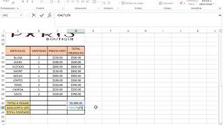 FORMULA EN EXCEL DE DESCUENTO [upl. by Niattirb]