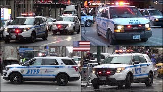 NYPD Strategic Response police cars responding with siren and lights  patrolling [upl. by Wende]