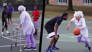 Grandma Plays Basketball At The Park [upl. by Roana]