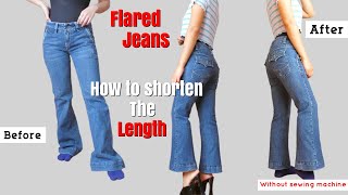 How to Shorten Jeans and Keep the Original Hem with No Sewing [upl. by Eidnew340]