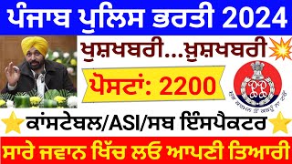 Punjab police recruitment 2024 update 🔥 punjab police bharti 2024  punjab police bharti update new [upl. by Allimac]