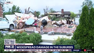 Tornado rips through Naperville damaging homes and leaving many without power [upl. by Baun888]